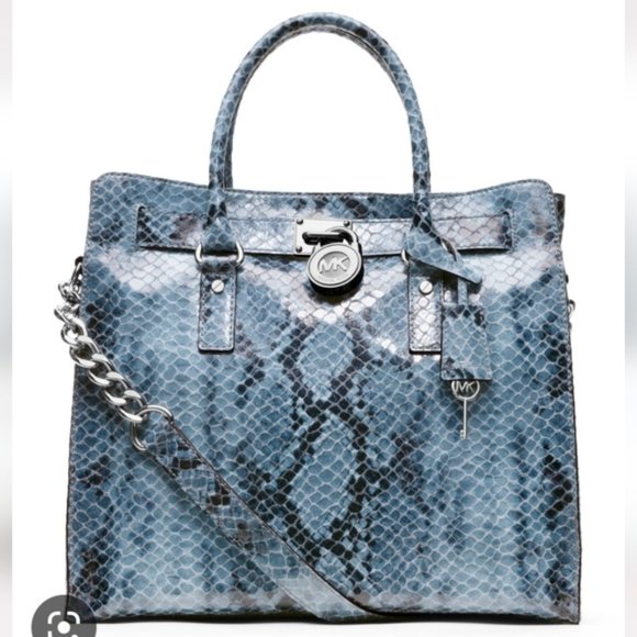 Michael Kors | Bags | Hp Michael Kors Hamilton Blue Python Snake Skin ...